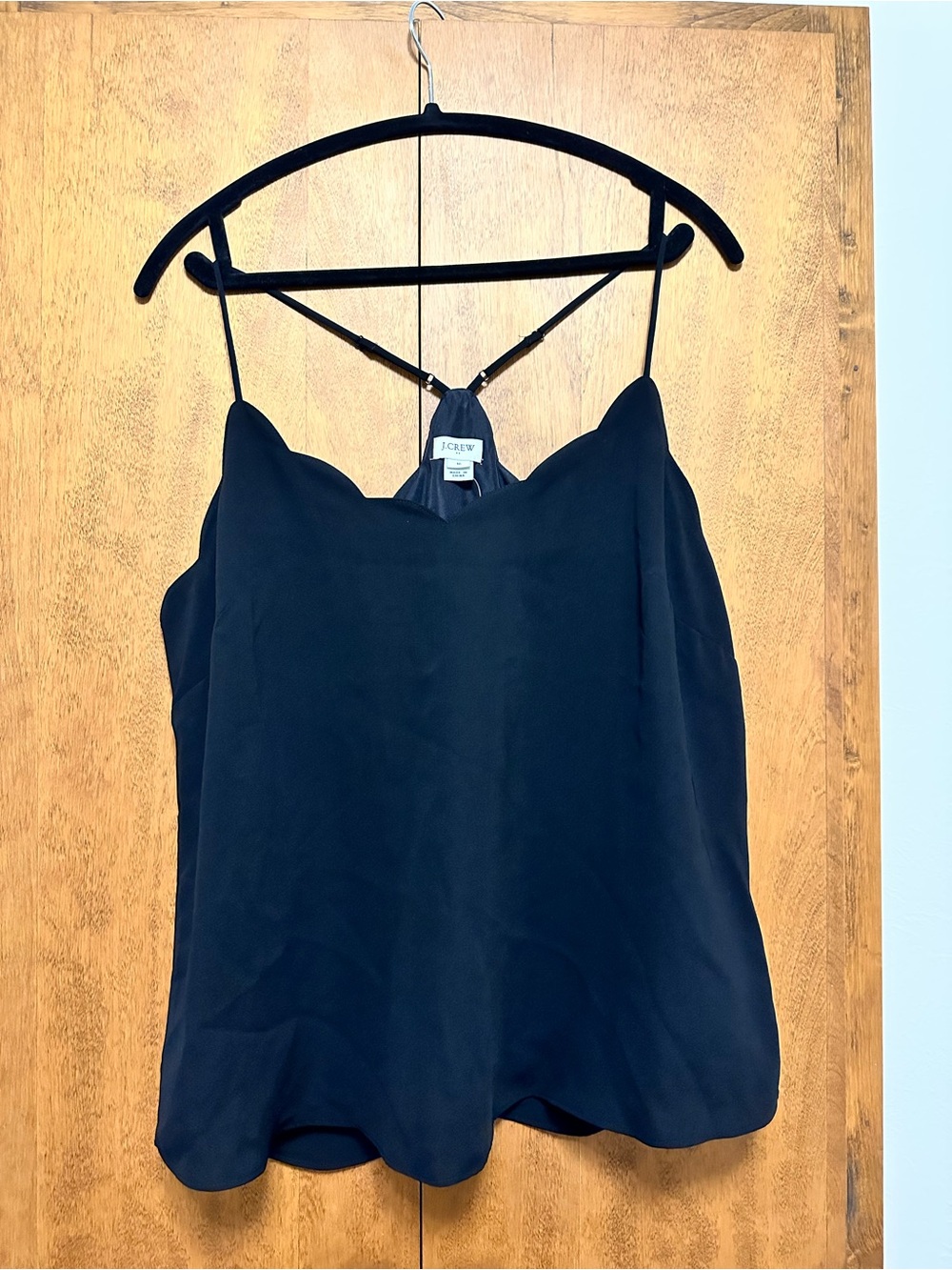 J. Crew Black Scalloped Silk Camisole